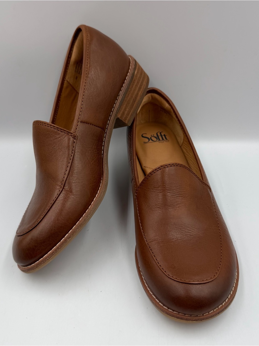 Sofft Napoli Brown Loafer Leather Slip On Womens 7M Comfort Support Causal